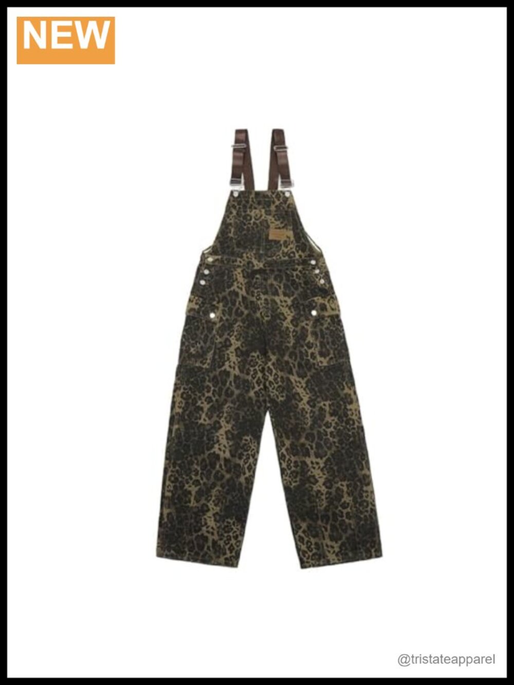 Women's Y2K Leopard Print Denim Overalls Baggy Wide Leg Jumpsuit
